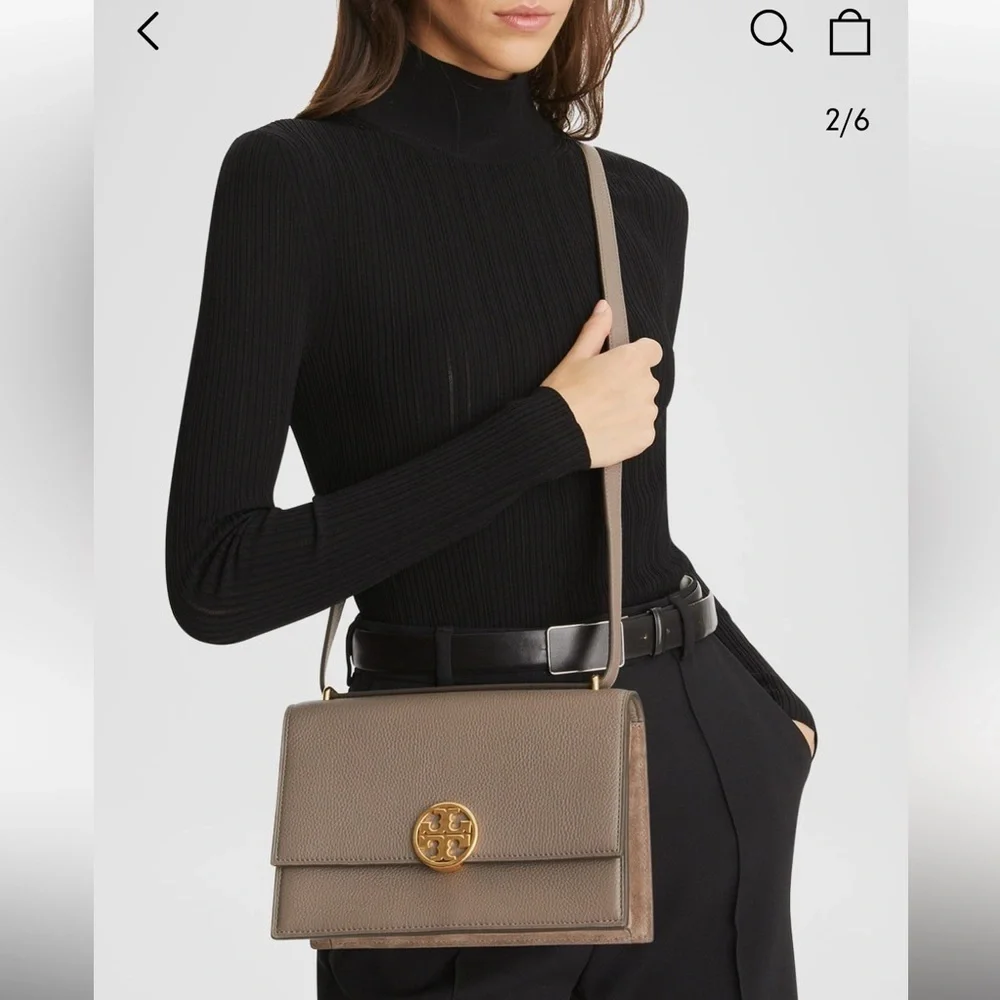 New Tory Burch Miller Pebbled Leather Shoulder Bag